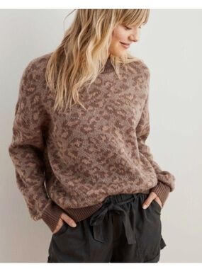 Aerie Leopard Print Sweater Oversized Longline Size XL
